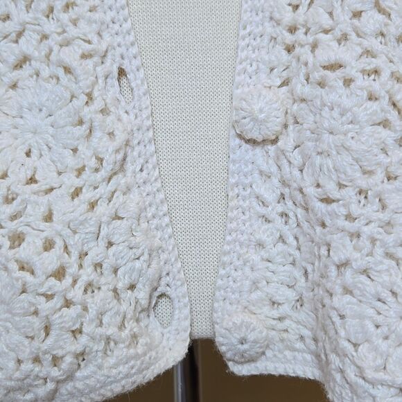 Crochet Cottagecore Grandma Floral Cardigan Sweater Vest 3X Boho Coastal Grandma - Picture 4 of 11